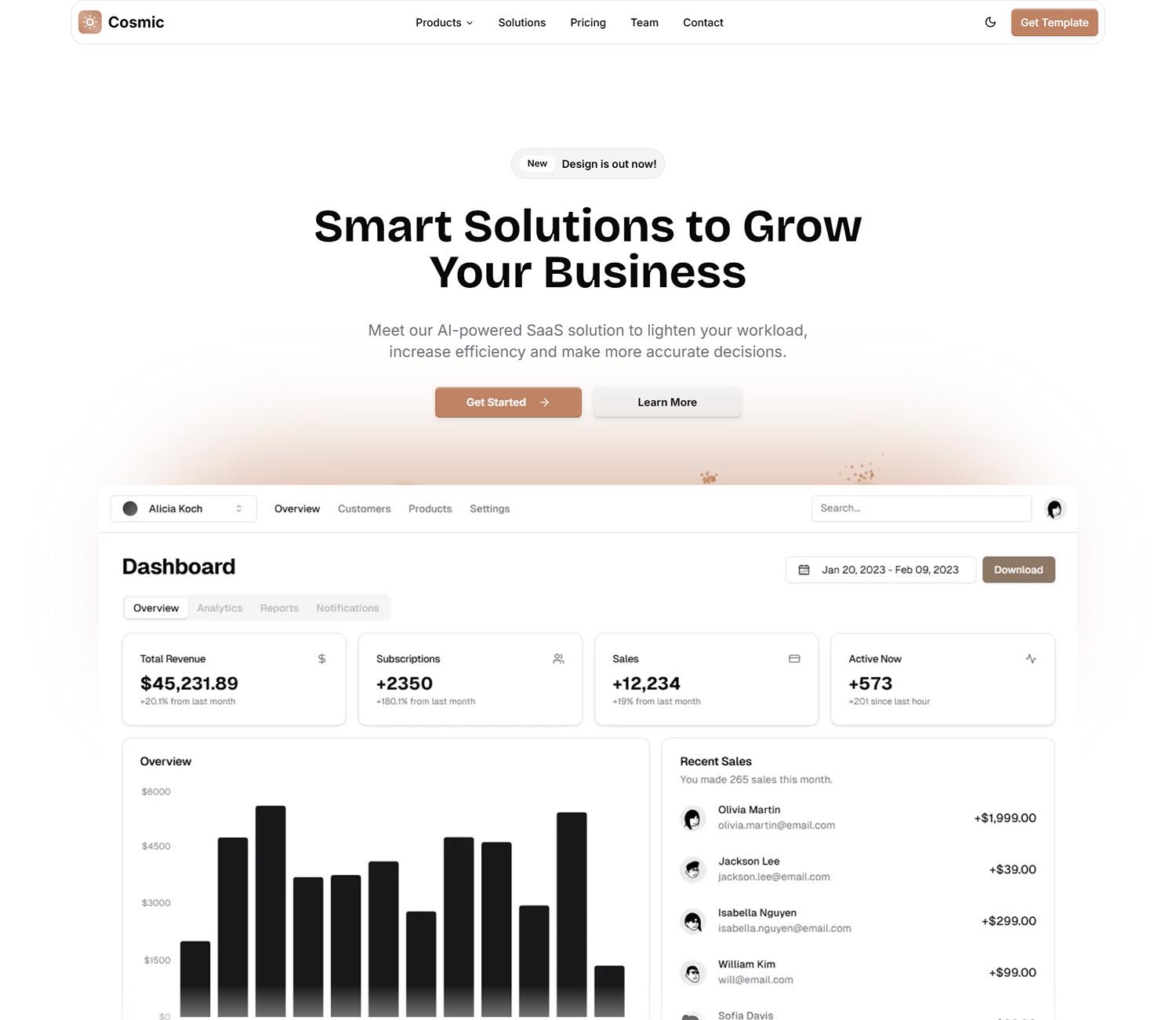 saas landing page